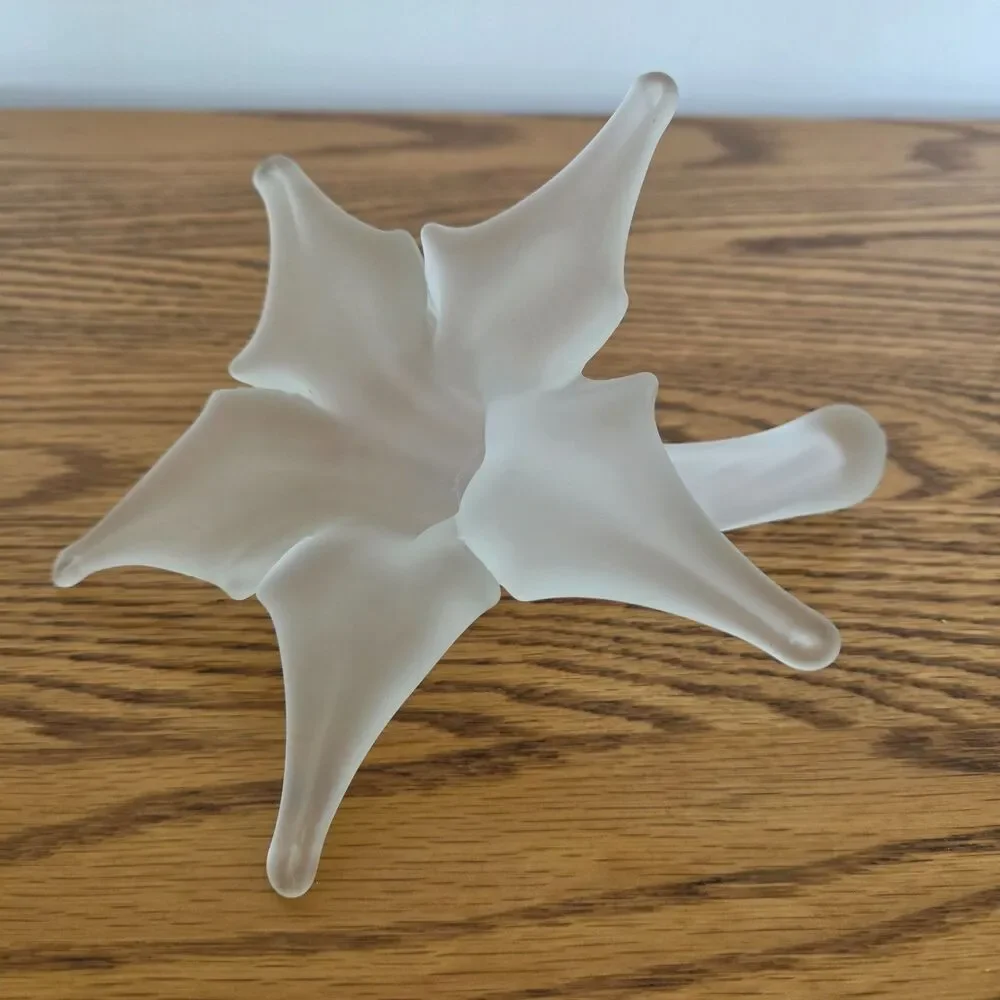 Vintage Frosted Art Glass Lily Flower Sculpture Satin Finish Floral Home Decor